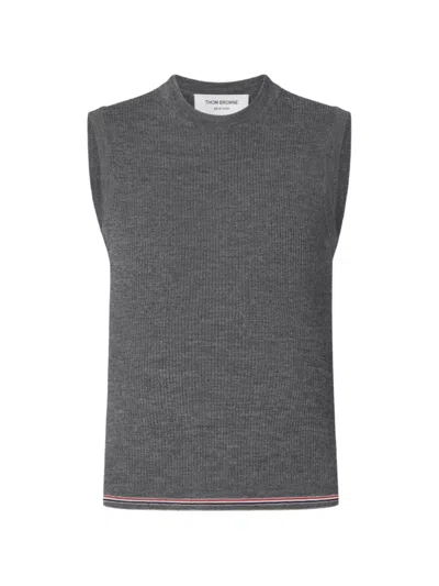 Thom Browne Merino Wool Rwb Stripe Shell Top In Gray