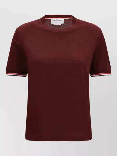 Thom Browne Merino Wool Short-sleeve T-shirt In Burgundy