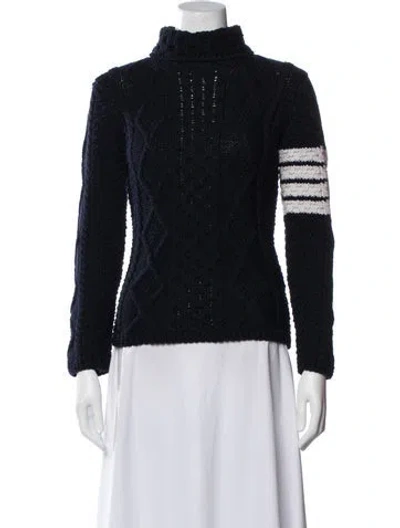 Pre-owned Thom Browne Merino Wool Striped Cardigan In Blue