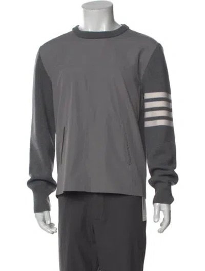Pre-owned Thom Browne Merino Wool Striped Pullover In Gray