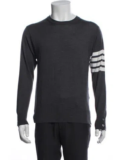 Pre-owned Thom Browne Merino Wool Striped Pullover In Grey