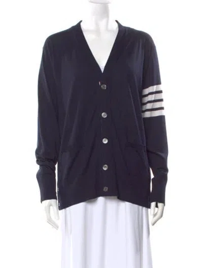 Pre-owned Thom Browne Merino Wool Striped Sweater In Blue