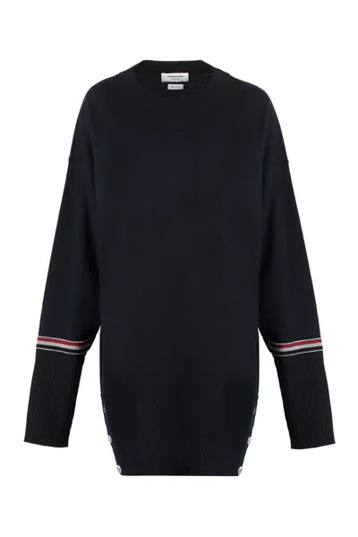 Thom Browne Oversized Wool Sweater In Blue
