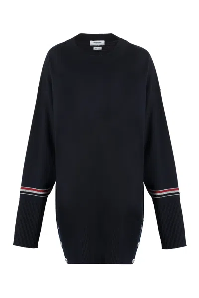 Thom Browne Merino Wool Sweater In Blue