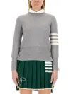 Thom Browne Maglia In Lana Merino In Gray