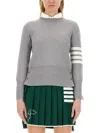 Thom Browne Maglia In Lana Merino In Gray
