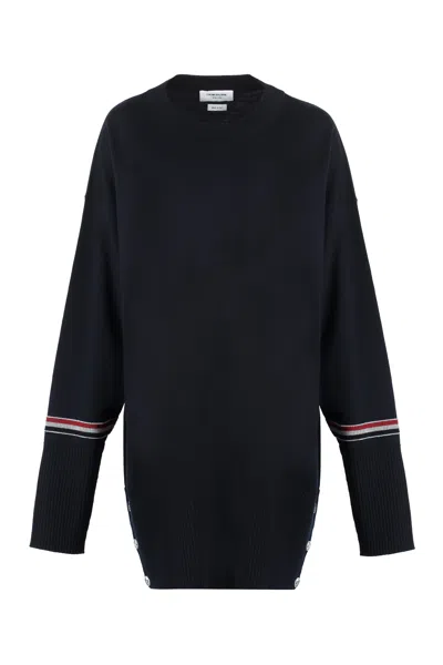 Thom Browne Oversized Wool Sweater In Blue