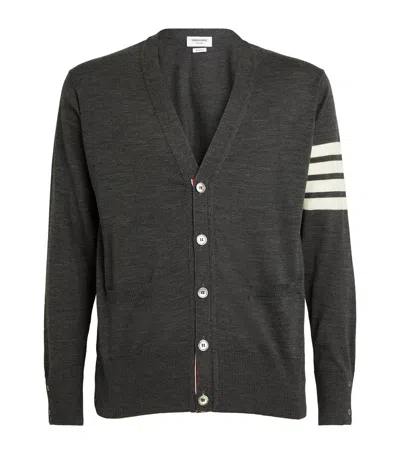 Thom Browne Merino Wool V-neck Cardigan In Grey