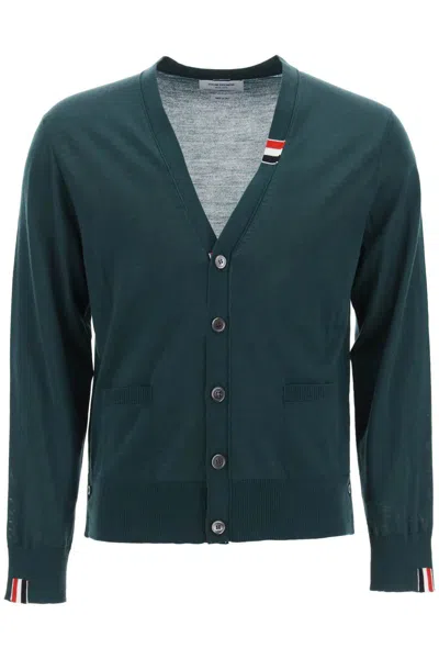 Thom Browne Merino Wool V-neck Cardigan In Verde