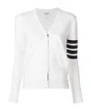 Thom Browne Milano Stitch V-neck Merino Cardigan In White
