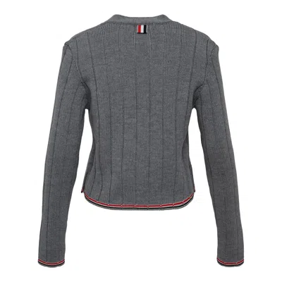 Thom Browne Merino Wool V Neck Cardigan Women In Gray