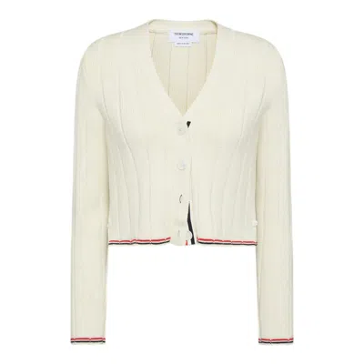 Thom Browne Merino Wool V Neck Cardigan Women In Neutral