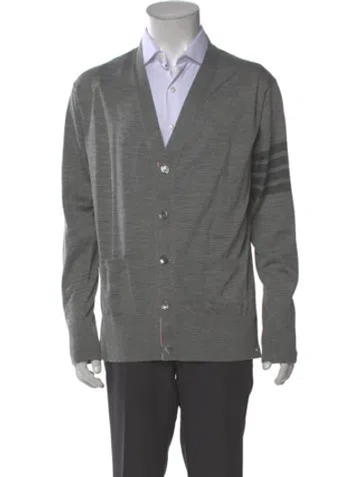 Pre-owned Thom Browne Merino Wool V-neck Cardigan In Gray