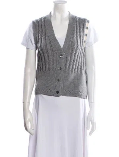 Pre-owned Thom Browne Merino Wool V-neck Sweater In Neutral