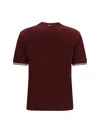 Thom Browne Wool-blend With Contrast Trim T-shirt In Burgundy