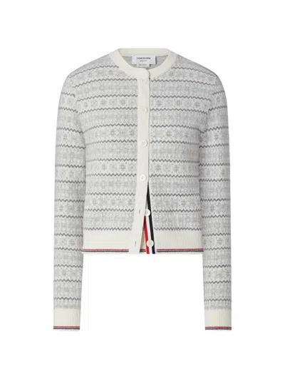 Thom Browne Merino-wool Jacquard Snowflake Cardigan In White
