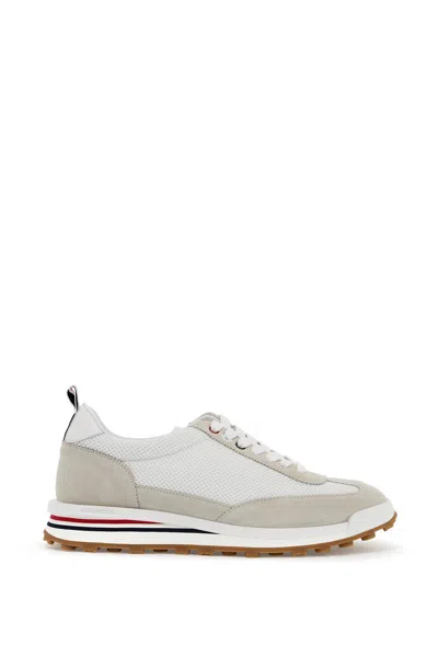THOM BROWNE MESH AND SUEDE LEATHER SNEAKERS IN 9