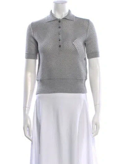 Pre-owned Thom Browne Mesh Polo Cashmere Sweater In White