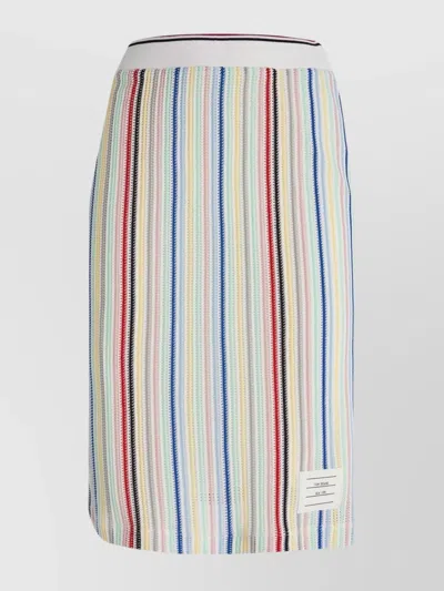 THOM BROWNE MESH VISCOSE STRIPED KNEE-LENGTH SKIRT