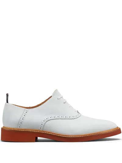 Thom Browne Micro-sole Nubuck Saddle Shoes In White