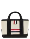 Thom Browne Striped Top Handle Shoulder Strap Tote Bag In Black