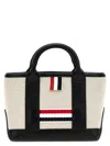 Thom Browne Striped Top Handle Shoulder Strap Tote Bag In Black