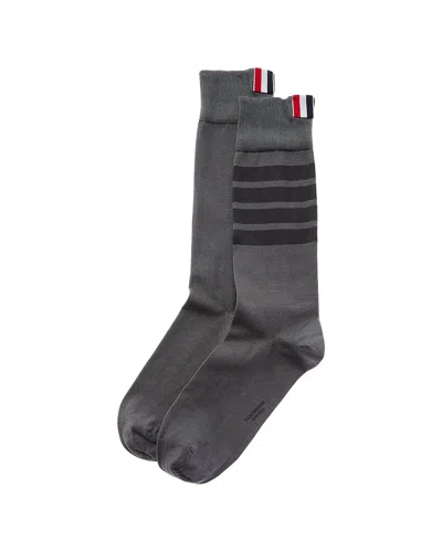Thom Browne 4-bar Cotton Socks In Gray
