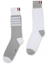 Thom Browne Color Block Mid-calf Socks In Grey