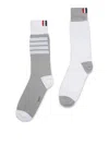 Thom Browne Color Block Mid-calf Socks In Gris