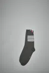 Thom Browne Mid Calf Socks W/ 4bar In Lightweight Cotton In Gray