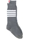 Thom Browne 4-bar Stripe Socks In Grey
