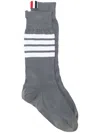 Thom Browne 4-bar Stripe Socks In Med Grey
