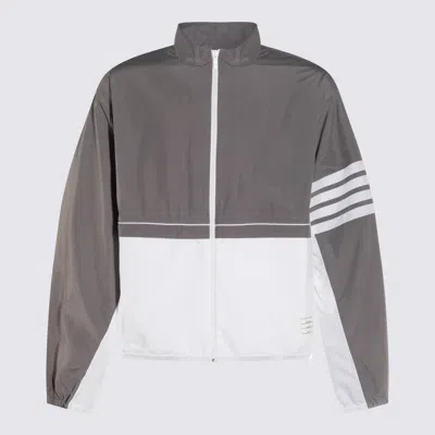 THOM BROWNE THOM BROWNE MID GREY AND WHITE CASUAL JACKET