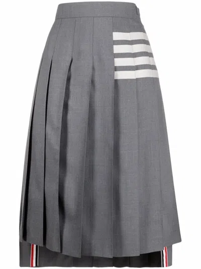 Thom Browne Mid Leght Pleated Skirt In Grey
