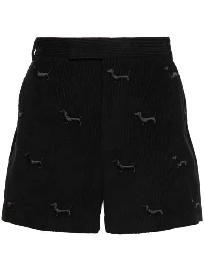 Thom Browne Mid-rise Corduroy Bermuda Shorts In Black
