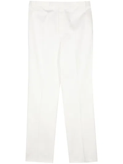 Thom Browne Straight Leg White Cotton Chino Pants