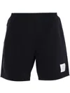 Thom Browne Navy Combo Mid Thigh Ripstop And Wool Shorts In Blue