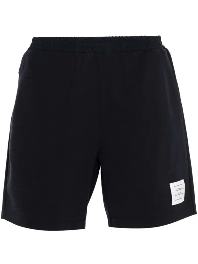 Thom Browne Navy Combo Mid Thigh Ripstop And Wool Shorts In Blue