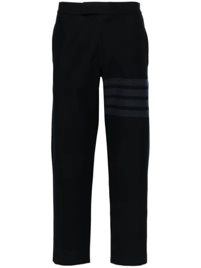 Thom Browne Mid-rise Twill Tapered Trousers In Blue
