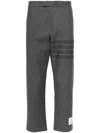 Thom Browne Mid-rise Twill Tapered Trousers In Blue