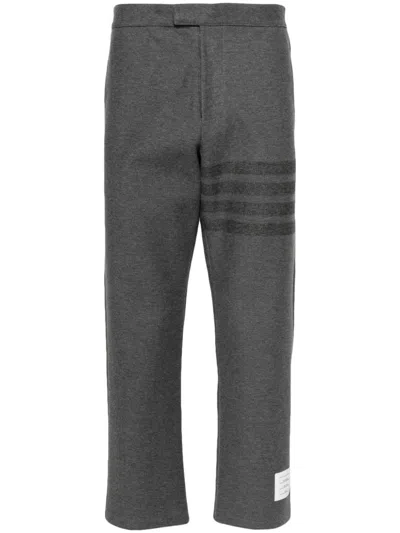 Thom Browne Mid-rise Twill Tapered Trousers In Blue