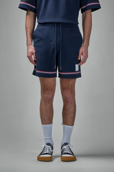 Thom Browne Mid Shorts In Cotton Interlock In Blue