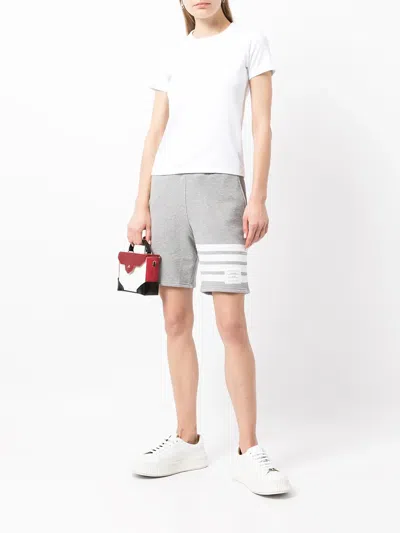 Thom Browne Mid Thigh Shorts W/ Engineered 4 Bar In Classic Loopback In Gray