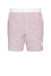 Thom Browne Red & White Cotton Tweed Summer Shorts In Red