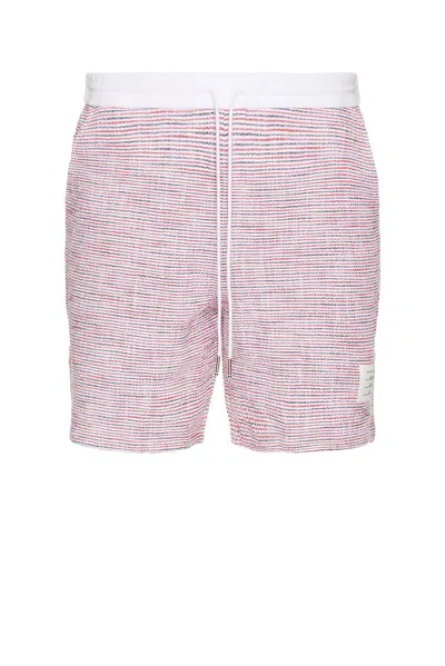 Thom Browne Red & White Cotton Tweed Summer Shorts In Multi