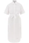 THOM BROWNE WHITE COTTON MIDI BLOUSE WITH BELT FOR WOMEN