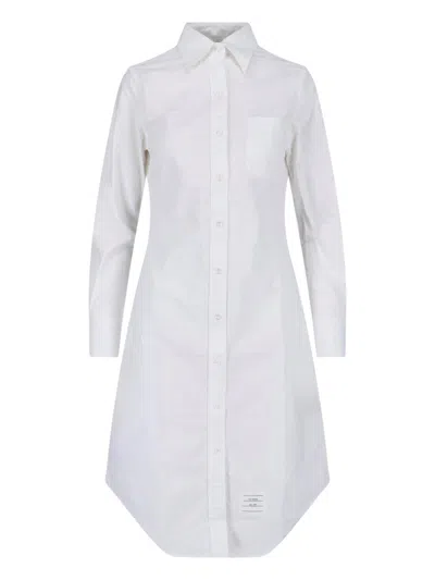 Thom Browne Midi Shirt Dress In White