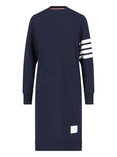 Thom Browne Midi Sweatshirt Dress In Navy