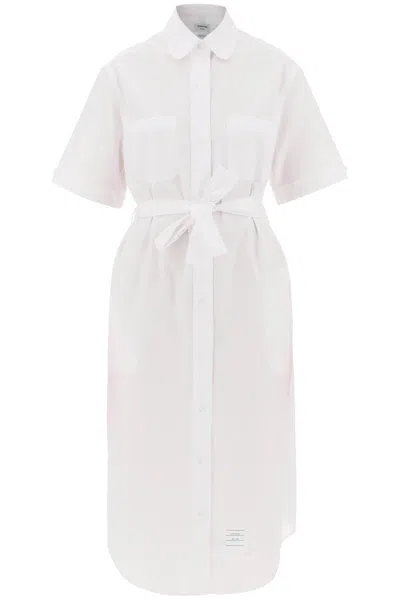 Thom Browne Midi Blouse With Belt In White
