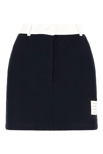 Thom Browne Midnight Blue Cotton Mini Skirt